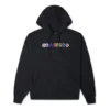 Moletom com capuz em malha bordado com letras em cores contrastantes Preto