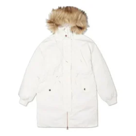 Parka longa de penas Tamanhos asiáticos “Branco”