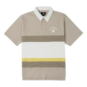 Polo com logótipo em blocos de cor Tamanhos asiáticos “Beige White” Polo com logótipo em blocos de cor Tamanhos asiáticos “Beige White”