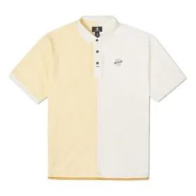 Polo de manga curta para homem Converse com lapela em blocos de cor, creme e amarelo