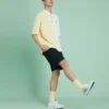 Polo de manga curta para homem Converse com lapela em blocos de cor, creme e amarelo