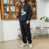 Sapatos com estampa e forro polar, pretos