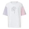 T-shirt com logótipo impresso Tamanhos asiáticos “Branco Rosa”