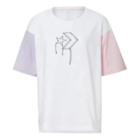 T-shirt com logótipo impresso Tamanhos asiáticos “Branco Rosa”