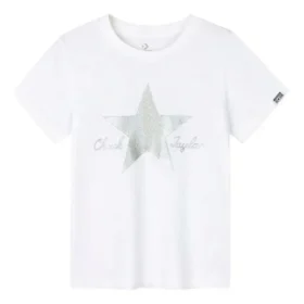 T-shirt com logótipo impresso Tamanhos asiáticos “White Silver”
