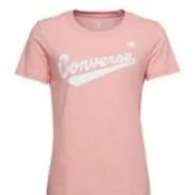 T-shirt com logótipo na frente central Tamanhos asiáticos “Rosa Branco”