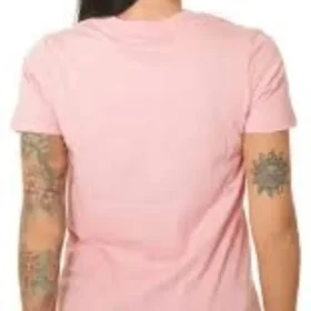 T-shirt com logótipo na frente central Tamanhos asiáticos “Rosa Branco”