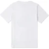 T-shirt com patch distorcido Tamanhos asiáticos “Branco Laranja Azul-petróleo”