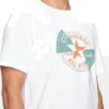 T-shirt com patch distorcido Tamanhos asiáticos “Branco Laranja Azul-petróleo”