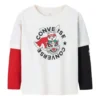 T-shirt de manga comprida com logótipo do Ano do Coelho impresso Tamanhos asiáticos “Branco Preto Vermelho”