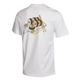 T-shirt de manga curta com bolso e padrão de sushi Tamanhos asiáticos “Branco” T-shirt de manga curta com bolso e padrão de sushi Tamanhos asiáticos “Branco”