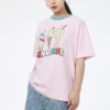 T-shirt desportiva de manga curta com estampado de gelados, cor-de-rosa