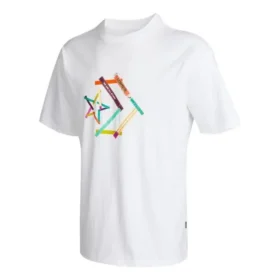 T-shirt desportiva de manga curta com gola redonda e estampado de estrelas em ziguezague – Tamanhos asiáticos “Branco” T-shirt desportiva de manga curta com gola redonda e estampado de estrelas em ziguezague – Tamanhos asiáticos “Branco”