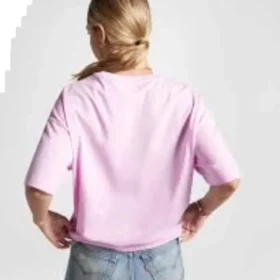 T-shirt Oversized com Logótipo Flamejante Tamanhos Asiáticos “Rosa”