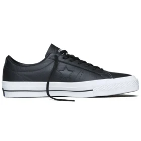 Ténis baixos unissexo One Star em pele Preto/Branco