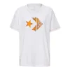 Tênis de lona com logotipo estampado, manga curta, branco