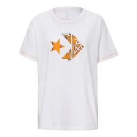 Tênis de lona com logotipo estampado, manga curta, branco