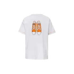 Tênis de lona com logotipo estampado, manga curta, branco